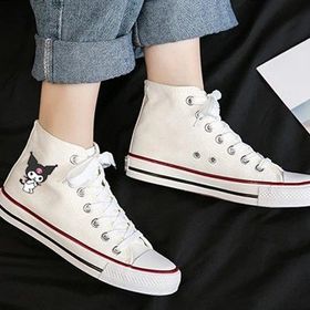 Touz Moda Kuromi Baskılı Beyaz Kanvas Ayakkabı