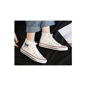 Touz Moda Kuromi Baskılı Beyaz Kanvas Ayakkabı