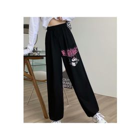 Touz Moda Kuromi Baskılı Oversize Siyah Unisex Eşofman Altı