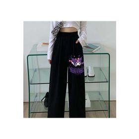 Touz Moda Kuromi Baskılı Oversize Siyah Unisex Eşofman Altı