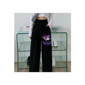 Touz Moda Kuromi Baskılı Oversize Unisex Siyah Eşofman Altı