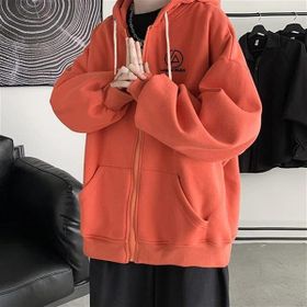Touz Moda Linkin Park Baskılı Oversize Fermuarlı Turuncu Unisex Kapüşonlu Hırka