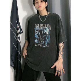 Touz Moda Nirvana Eskitme Antrasit Unisex T-shirt