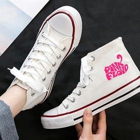 Touz Moda Pink Floyd Baskılı Beyaz Kanvas Ayakkabı
