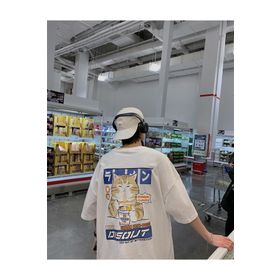 Touz Moda Priatinker Cat Sırt Baskılı Beyaz Unisex Oversize T-shirt