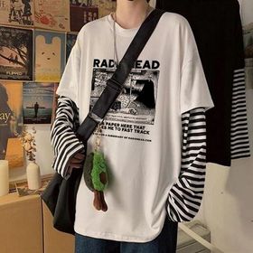 Touz Moda Radiohead Baskılı Fake Sleeves Unisex Beyaz T-shirt