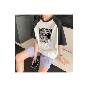 Touz Moda Radiohead Baskılı Reglan Kol Beyaz Unisex Oversize T-shirt