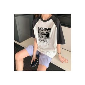 Touz Moda Radiohead Baskılı Reglan Kol Beyaz Unisex Oversize T-shirt