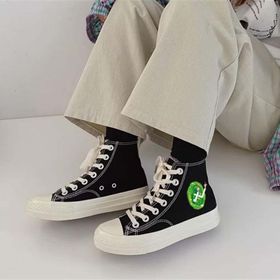 Touz Moda R&M Rick Arms Baskılı Siyah Unisex Kanvas Ayakkabı