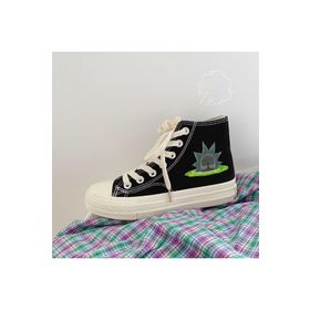 Touz Moda R&M Rick Baskılı Siyah Unisex Kanvas Ayakkabı