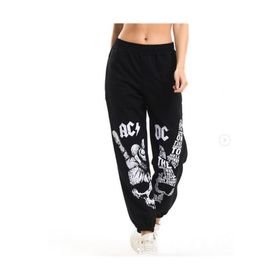 Touz Moda Rock Serisi AC/DC Baskılı Oversize Siyah Unisex Eşofman Altı