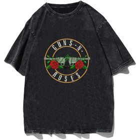 Touz Moda Rock Serisi Yıkamalı Guns N Roses Unisex Eskitme T-shirt