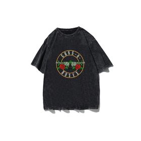 Touz Moda Rock Serisi Yıkamalı Guns N Roses Unisex Eskitme T-shirt