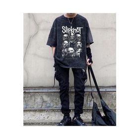 Touz Moda Rock Serisi Yıkamalı Slipknot Eskitme Unisex T-shirt