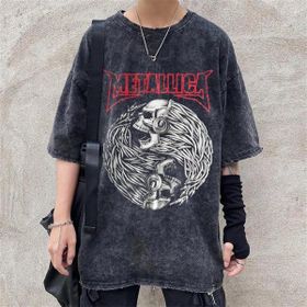 Touz Moda Rock Serisi Yıkamalı Unisex Metallica Eskitme T-shirt