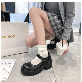 Touz Moda Siyah Oxford Harajuku Tarz Lolita Kadın Ayakkabı
