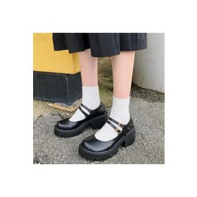 Touz Moda Siyah Oxford Harajuku Tarz Lolita Kadın Ayakkabı