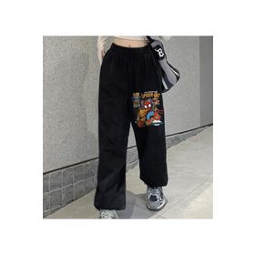 Touz Moda Spider-Cat Baskılı Oversize Siyah Unisex Eşofman Altı