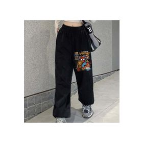 Touz Moda Spider-Cat Baskılı Oversize Siyah Unisex Eşofman Altı