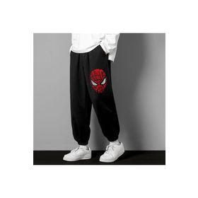 Touz Moda Spider-Man Head Baskılı Oversize Unisex Siyah Eşofman Altı