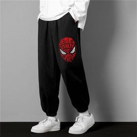 Touz Moda Spider-Man Head Baskılı Oversize Unisex Siyah Eşofman Altı