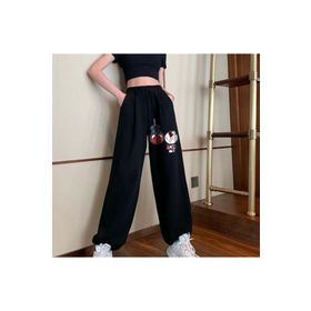Touz Moda Spider-Man&Hello Kitty Baskılı Oversize Unisex Siyah Eşofman Altı