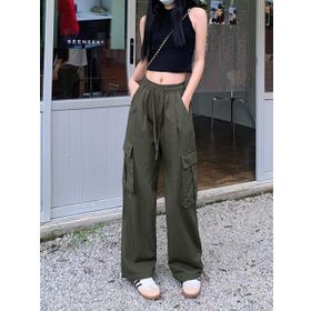 Touz Moda Tactical Paraşüt Yeşil Kumaş Kadın Pantolon