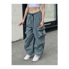 Touz Moda Tactical Paraşüt Yeşil Kumaş Kadın Pantolon
