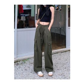 Touz Moda Tactical Paraşüt Yeşil Kumaş Kadın Pantolon