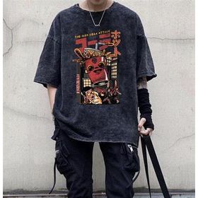 Touz Moda The Iced Cola Attack Baskılı Oversize Vintage Yıkamalı Antrasit Unisex T-Shirt