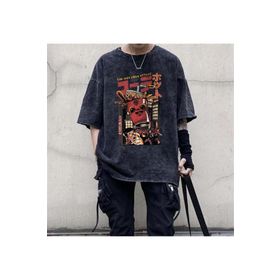Touz Moda The Iced Cola Attack Baskılı Oversize Vintage Yıkamalı Antrasit Unisex T-Shirt