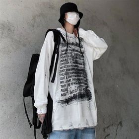 Touz Moda Touz Vintage Harajuku Graffiti Desenli Oversize Ecru Unisex Kazak