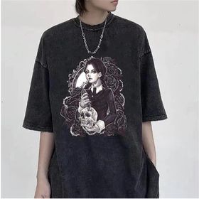 Touz Moda Wednesday Unisex Eskitme Yıkamalı Antrasit Unisex T-Shirt