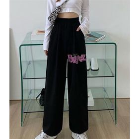 Touz Moda Y2k Bratz Baskılı Oversize Siyah Unisex Eşofman Altı