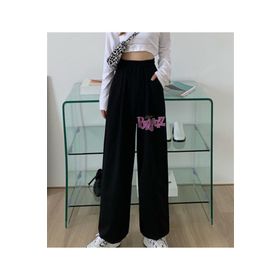 Touz Moda Y2k Bratz Baskılı Oversize Siyah Unisex Eşofman Altı