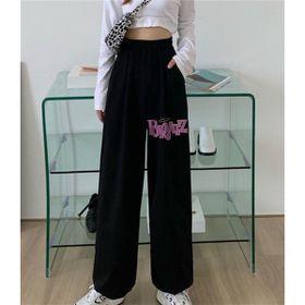 Touz Moda Y2k Bratz Baskılı Oversize Siyah Unisex Eşofman Altı