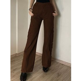 Touz Moda Y2K Koyu Kahve Kargo Kadın Pantolon