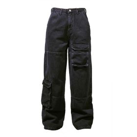 Touz Moda Y2K Recycle Black Cargo Pocley Wide Leg Jean