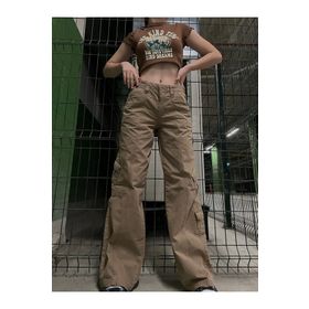 Touz Moda Y2K Süt Kahve Kargo Kadın Pantolon