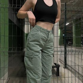 Touz Moda Y2K Yeşil Kargo Kadın Pantolon
