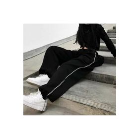 Touz Sy62727 Harajuku Zip Detail Black Tracksuit Oversize Siyah Kadın Eşofman Altı