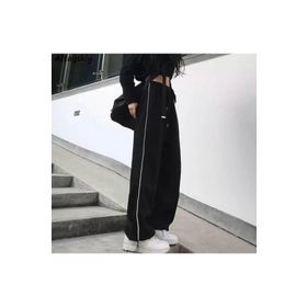Touz Sy62727 Harajuku Zip Detail Black Tracksuit Oversize Siyah Kadın Eşofman Altı