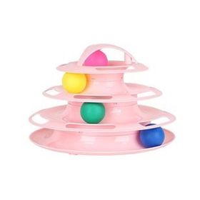 Tower Of Tracks Pembe 24x13 cm 4 Katlı Tüylü Yuvarlak Kedi Oyuncağı