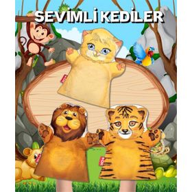 Tox 3 Parça Sevimli Kediler Keçe El Kukla Set Eğitici Oyuncak