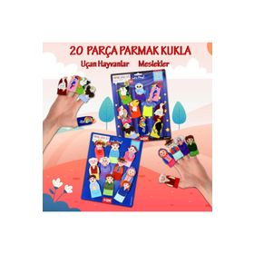 Tox Aile Bireyleri ve Uçan Hayvanlar T752 T222 2 Set 20 Parça Parmak Kukla