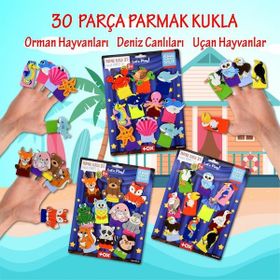 Tox Deniz Canlıları Orman ve Uçan Hayvanlar T218 T221 T222 3 Set 30 Parça Parmak Kukla