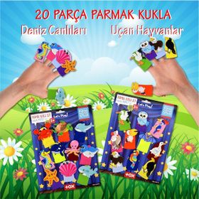 Tox Deniz Canlıları ve Uçan Hayvanlar T221 T222 2 Set 20 Parça Parmak Kukla