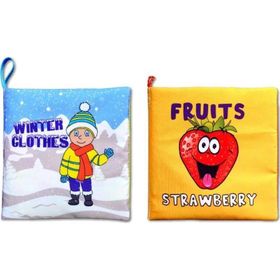 Tox E124 E126 Kışlık Giysiler ve Meyveler İngilizce 2 Bez Kitap Eğitici Oyuncak