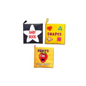 Tox E126 E131 E136 İngilizce Şekiller Meyveler ve Siyah-Beyaz Bebek Kumaş Sessiz Kitap