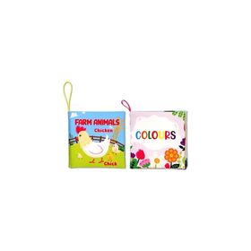 Tox E129 E119 Renkli 2 Kitap İngilizce Çiftlik Hayvanları ve Renkler Kumaş Sessiz Kitap Eğitici Oyuncak